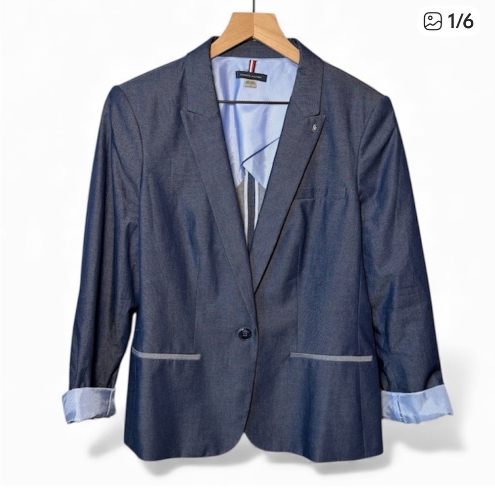 Tommy Hilfiger Classic Blue Denim Blazer, Size 16